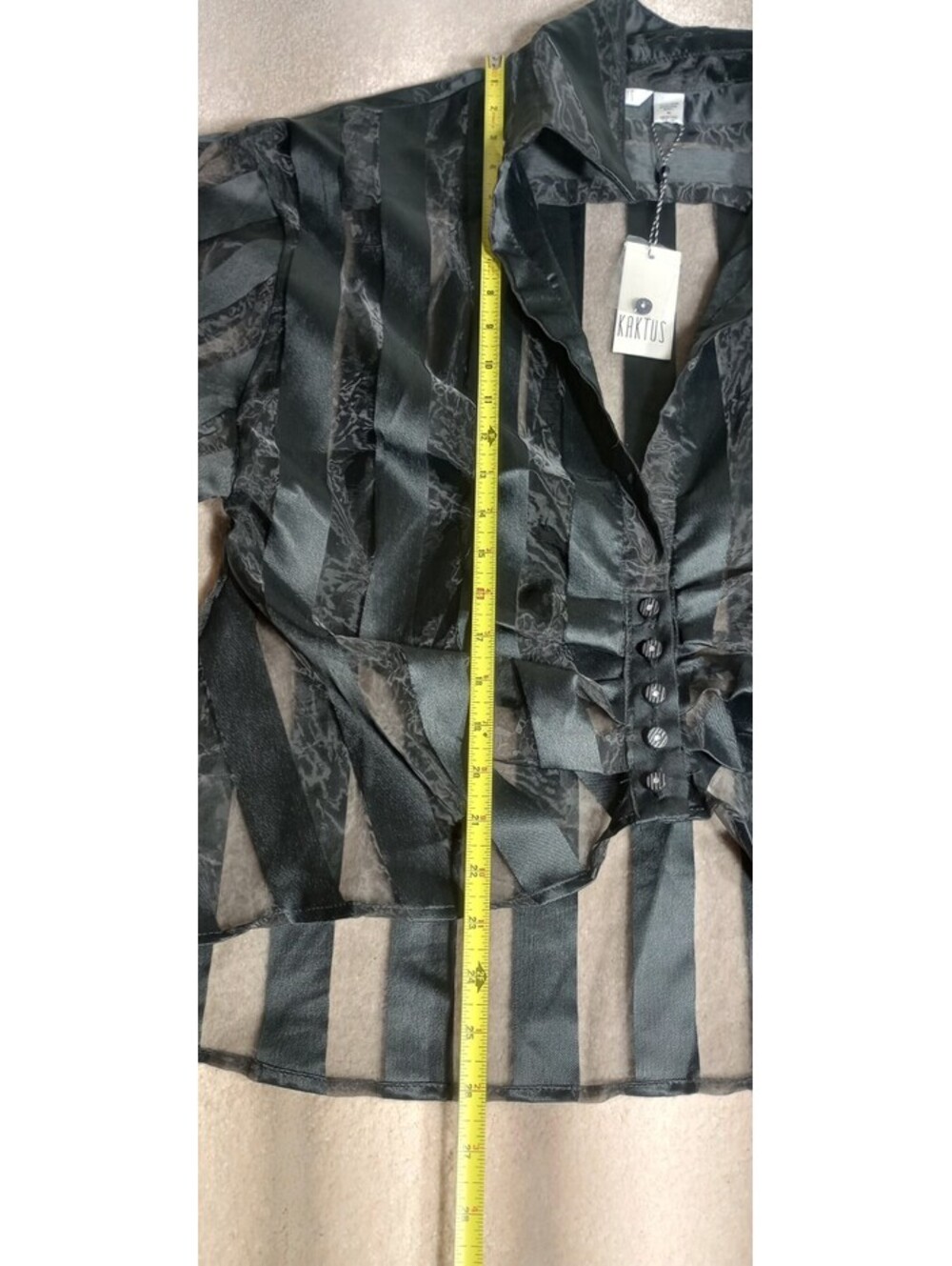 Kaktus Jacket Womens Black Stripe Sheer Organza Fairy Formal Event Artsy Gala XL - Picture 14 of 16